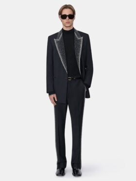 EMBELLISHED LAPEL SINGLE-BREASTED BLAZER