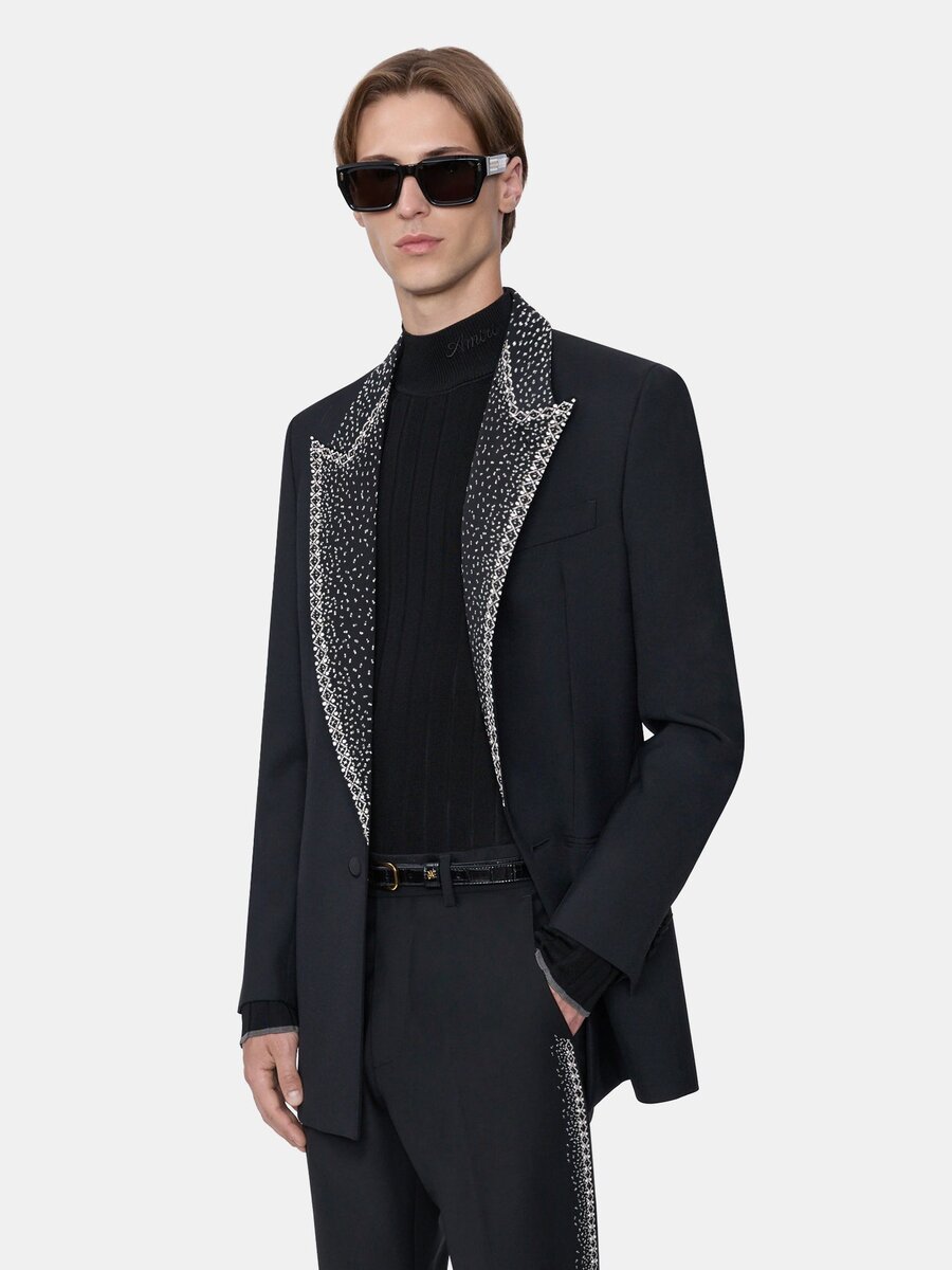 EMBELLISHED LAPEL SINGLE-BREASTED BLAZER