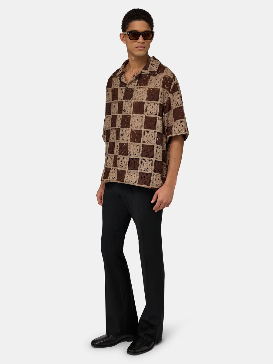 MA QUAD CHECKER OVERSIZED CAMP SHIRT