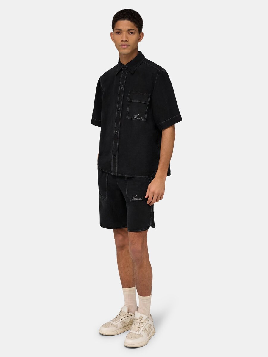 SCRIPT LINEN GD PKT SS SHIRT