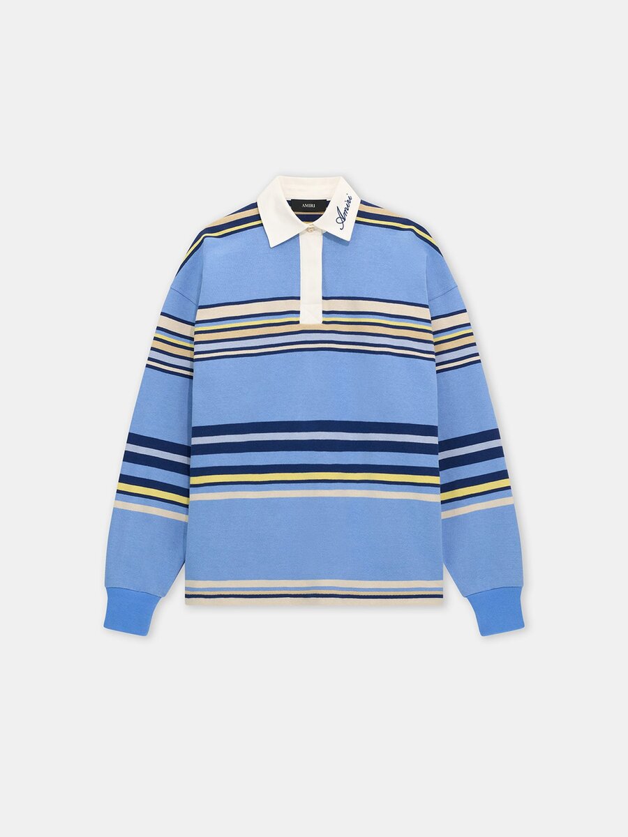 STRIPED OVERSIZED LONG SLEEVE POLO