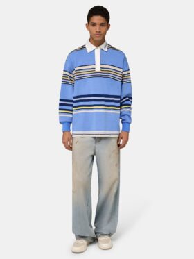 STRIPED OVERSIZED LONG SLEEVE POLO