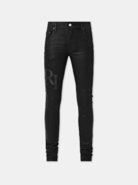 WAXED STAGGERED LOGO SKINNY JEAN