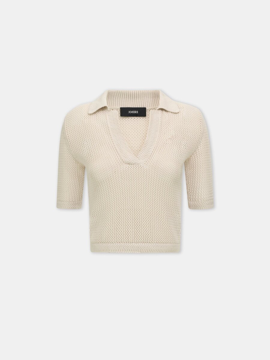 WOMEN'S AMIRI CROCHET MESH POLO