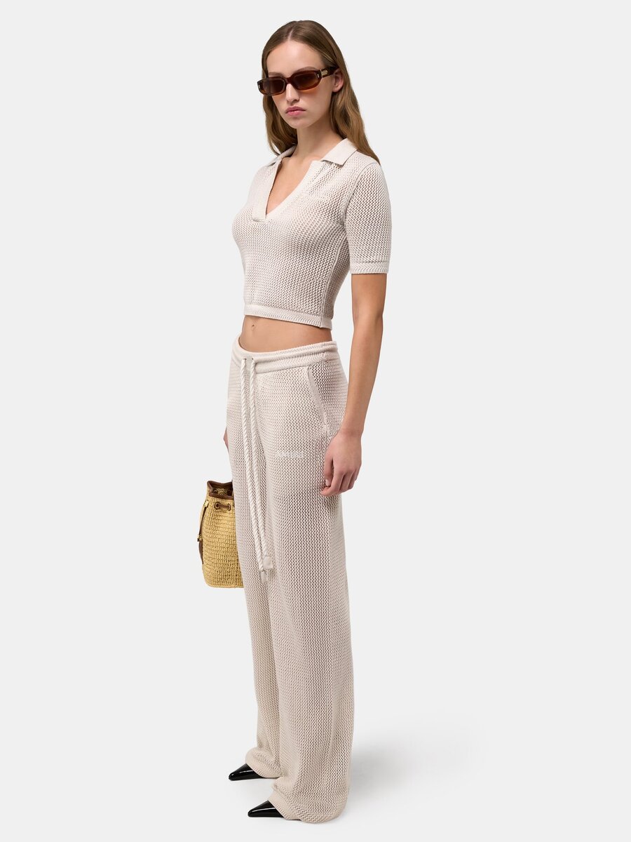 WOMEN'S AMIRI CROCHET MESH POLO