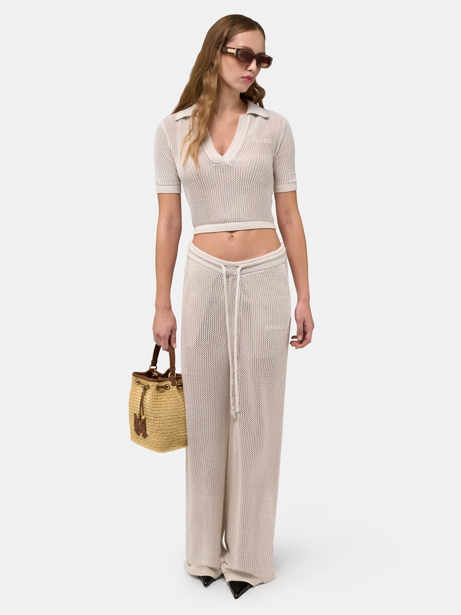 WOMEN'S AMIRI CROCHET MESH POLO