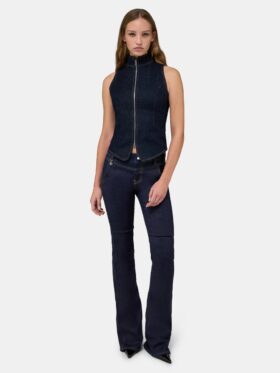 WOMEN’S AMIRI RAW DENM ZIP TOP