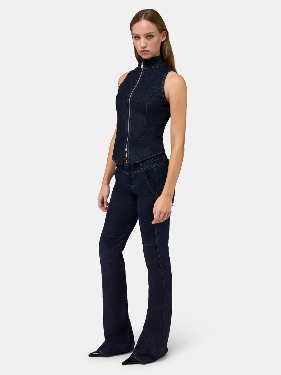 WOMEN'S AMIRI RAW DENM ZIP TOP