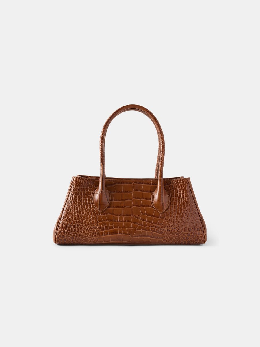 WOMEN'S EMBOSSED CROC HONEY 40 SHOULDER