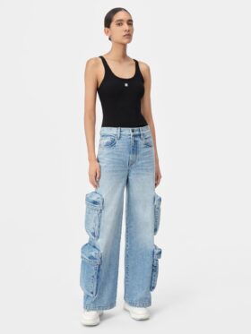 WOMEN’S MA EMBROIDERED RIBBED TANK