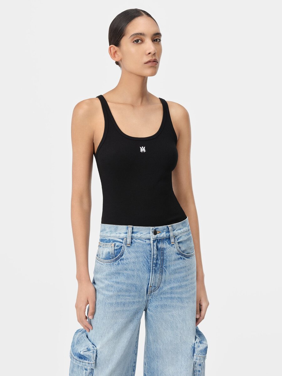 WOMEN'S MA EMBROIDERED RIBBED TANK