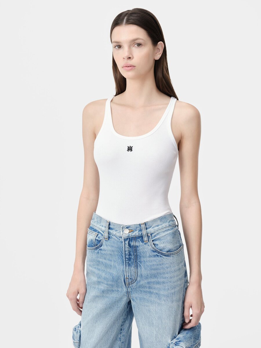 WOMEN'S MA EMBROIDERED RIBBED TANK