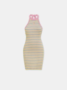 WOMEN'S MA STRIPED HALTER MINI DRESS
