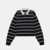 WOMEN'S STRIPED LONG SLEEVE POLO