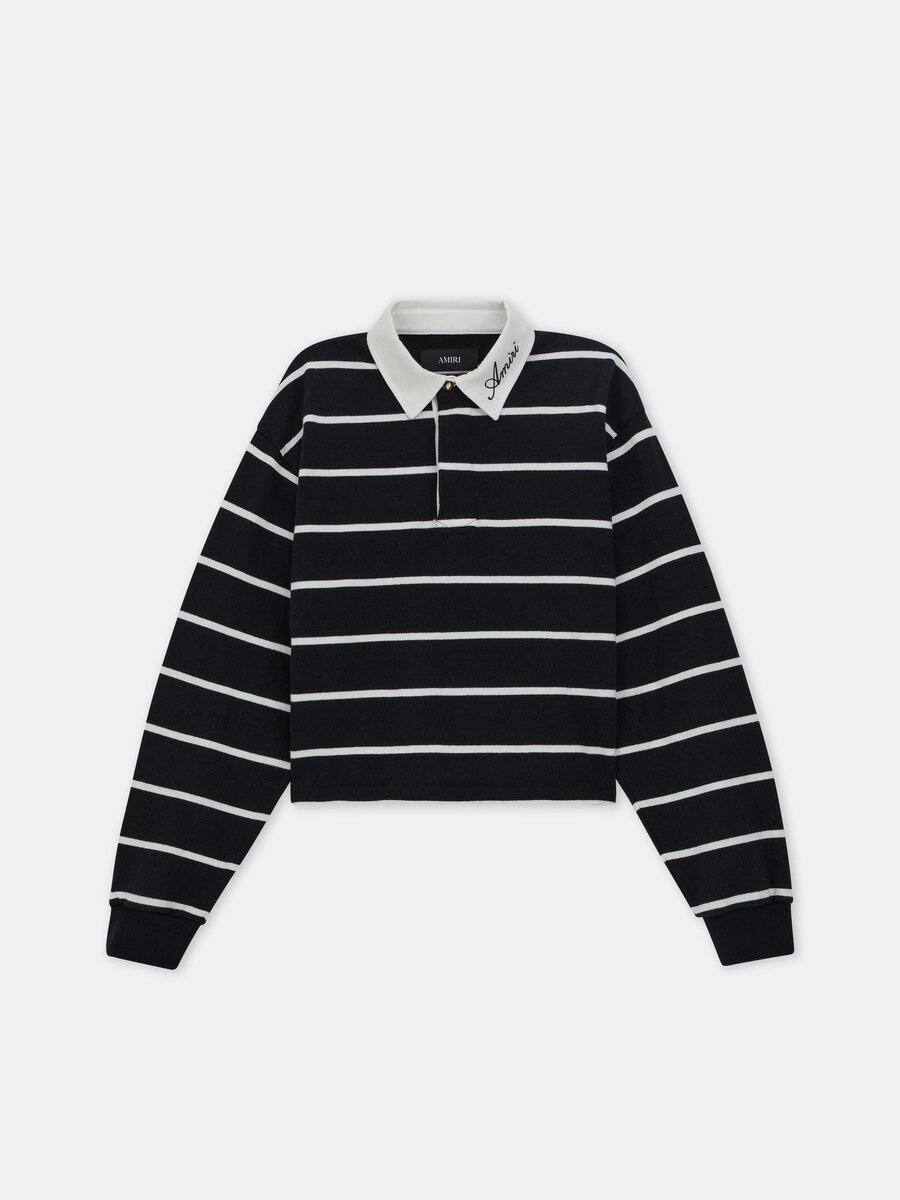 WOMEN'S STRIPED LONG SLEEVE POLO