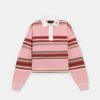 WOMEN'S STRIPED OVERSIZED LONG SLEEVE POLO