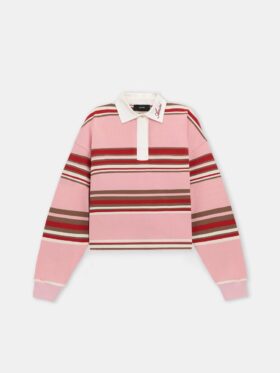 WOMEN'S STRIPED OVERSIZED LONG SLEEVE POLO